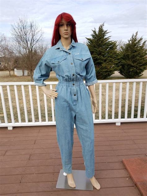 80s style jumpsuit|80s denim jumpsuit.